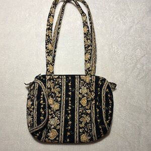 Valdrome Vintage Patterned Black and Cream Women's Bag